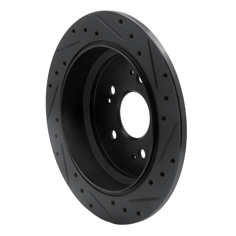 Honda Odyssey Brake Rotor (1) - Rear Left - R1 Concepts - Drilled & Slotted - Black - `05-`10